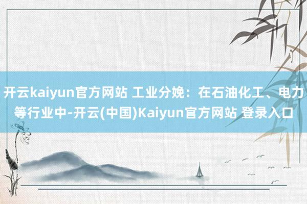 开云kaiyun官方网站 工业分娩：在石油化工、电力等行业中-开云(中国)Kaiyun官方网站 登录入口
